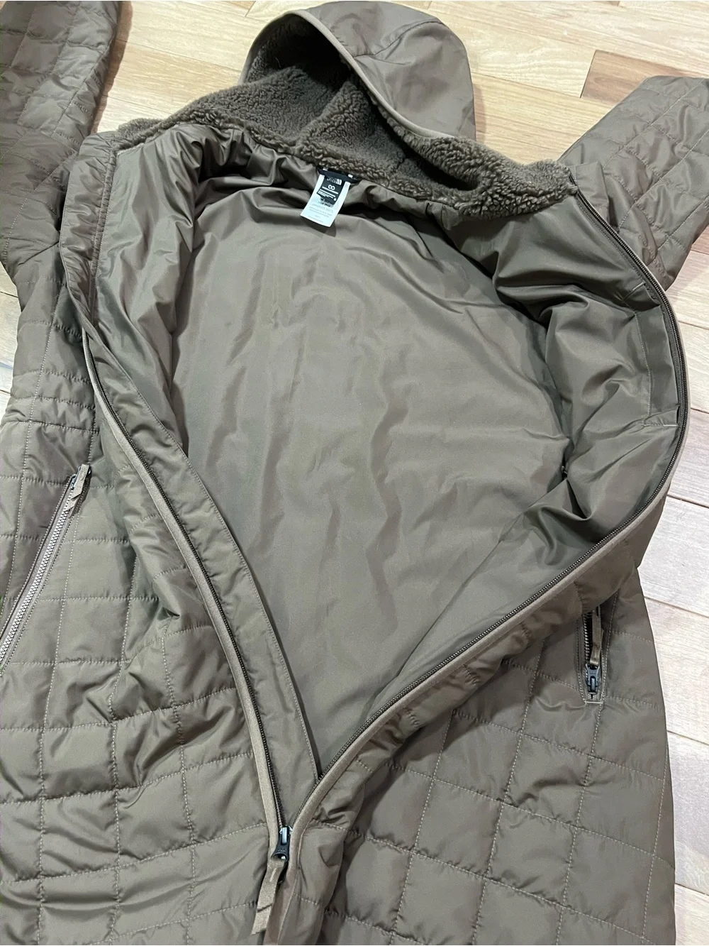 The North Face Womens Medium Brown Quilted Hooded Puffer Coat